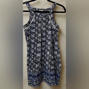 Lucky Brand-Sleeveless Sheer Blue Multicolor Paisley Pattern Top Sz MED